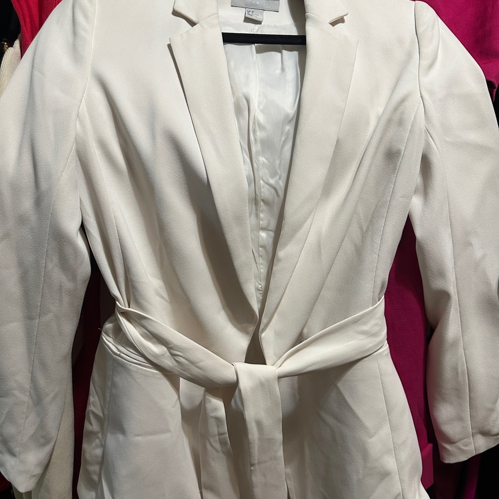 H&M White Blazer Structured Suit Jacket